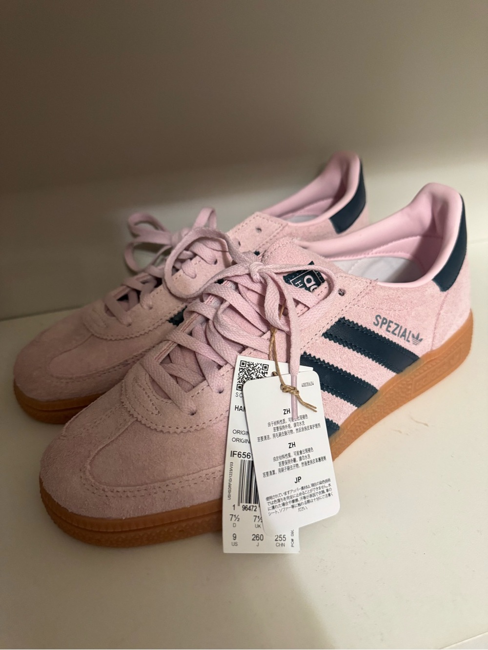 adidas Pink Suede Sneakers with Navy Stripes